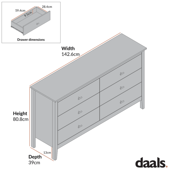 mironel Stormy Blue 6-Drawer Chest – Oakham Stylish Storage Solution - Image 3