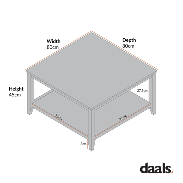 mironel Nude Pink 80cm Square Coffee Table – Oakham Chic Centerpiece - Image 3