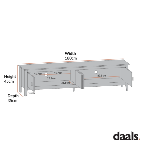 mironel Deep Greige 180cm Wide TV Unit – Oakham Stylish Entertainment Center - Image 3