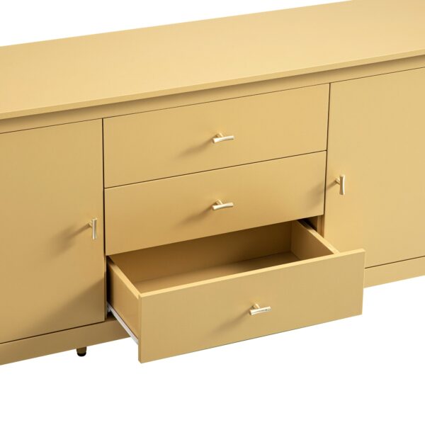 mironel Rattan Yellow Wide Sideboard with Drawers – Oakham Bright Storage Solution - Image 9