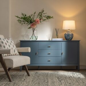 mironel Stormy Blue Wide Sideboard with Drawers – Oakham Modern Storage Solution