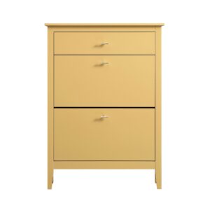 mironel Rattan Yellow 2-Tier Shoe Cabinet with Top Drawer – Oakham Organizer
