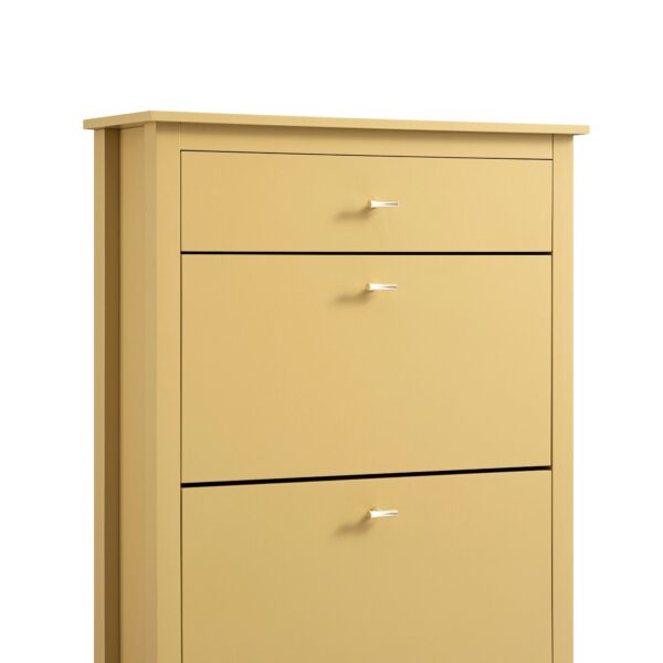 mironel Rattan Yellow 2-Tier Shoe Cabinet with Top Drawer – Oakham Organizer - Image 9