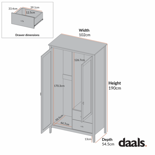 mironel Stormy Blue Double Wardrobe – Oakham Spacious Storage - Image 9